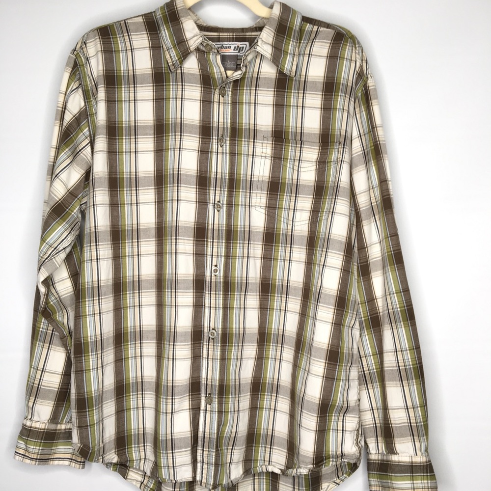 Urban Pipeline Plaid Cotton Button Up Shirt Large
